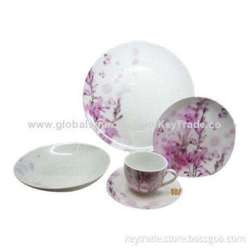 Fine Porcelain 30pcs Dinner Set in Coupe Shape, with Decal